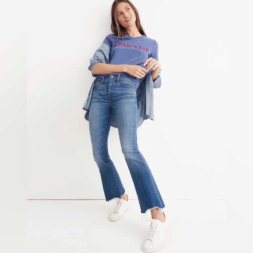 Madewell Cali Demi Boot frayed hemline jean.